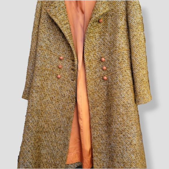 RARE VINTAGE 1960s Tweed Fit & Flare Peacoat Rust - Picture 6 of 16